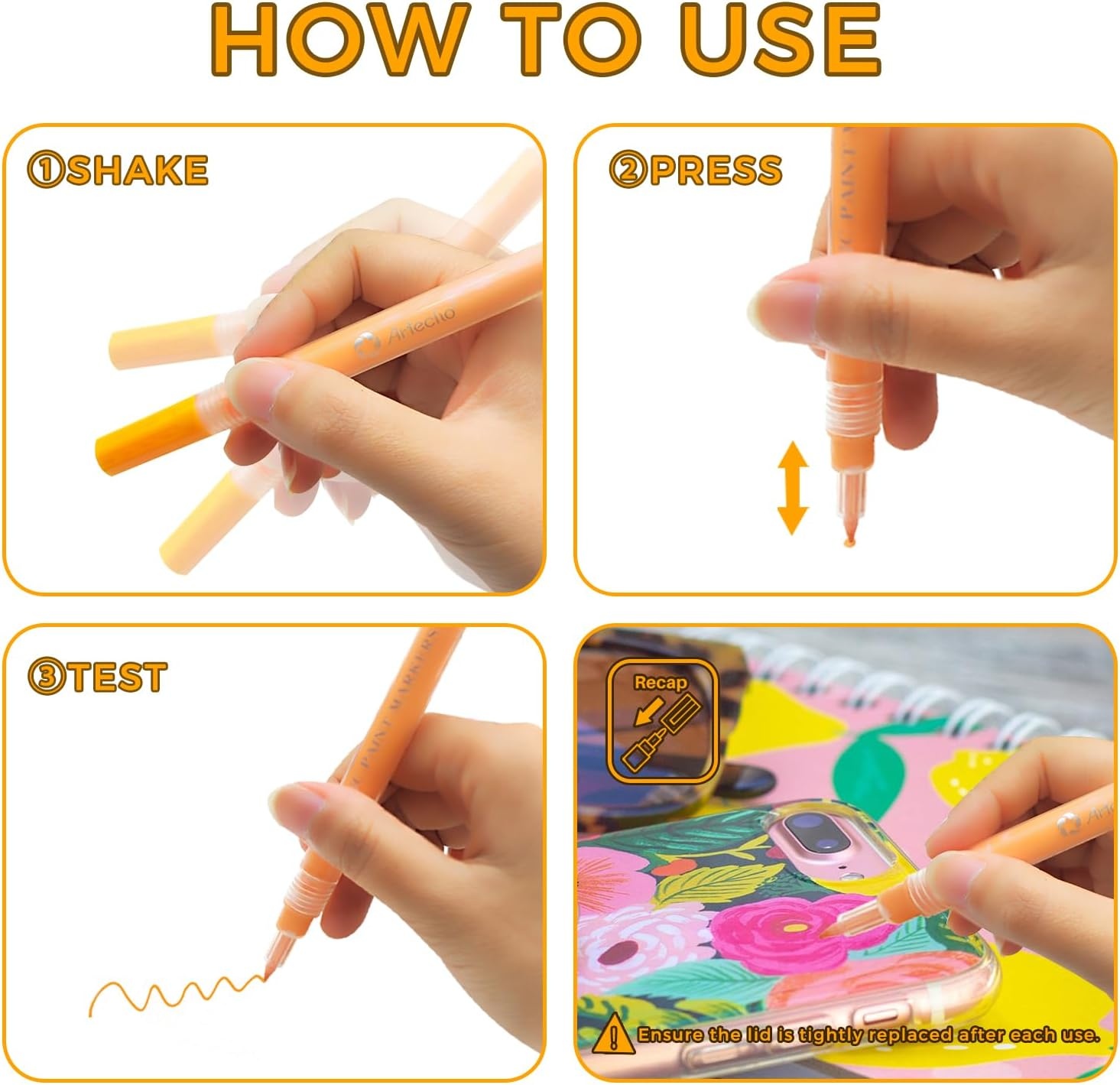 image:imageArtecho Acrylic Paint Markers 24 Colors Dual tip and 36 Colors 07mm Extra Fine Tip