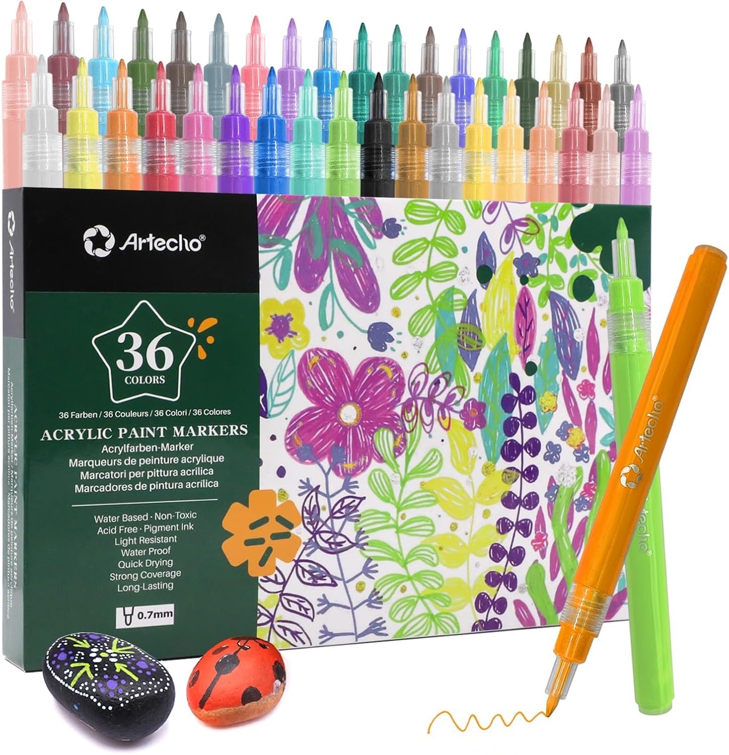 image:imageArtecho Acrylic Paint Markers 48 Colors Dual tip and 36 Colors 07mm Extra Fine Tip