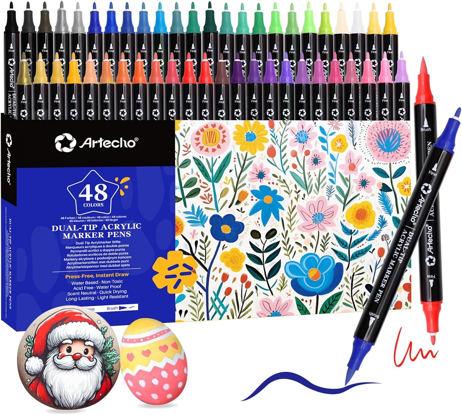 image:imageArtecho Acrylic Paint Markers 48 Colors Dual tip and 36 Colors 07mm Extra Fine Tip