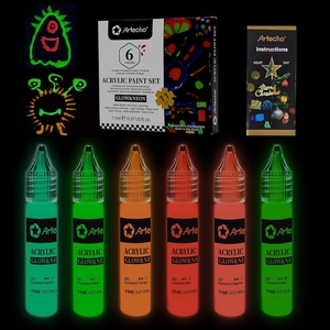 image:imageArtecho Glow in the Dark Acrylic Paint Set  6 Colors x 11ml 037oz  NonToxic Waterproof Art Supplies for Canvas Rock Wood Fabric  Rich Pigment Craft Paint for Adults amp Hobbyists037 Fl Oz Pack of 6
