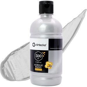 image:imageArtecho Orange Glow in the Dark Acrylic Paint 500ml  17oz Large Bottle  Semi Glossy Finish High Pigment Rich Color Craft Paint for Canvas Rocks Wood Fabric Ceramic NonToxicSilver