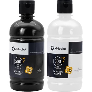 image:imageArtecho Orange Glow in the Dark Acrylic Paint 500ml  17oz Large Bottle  Semi Glossy Finish High Pigment Rich Color Craft Paint for Canvas Rocks Wood Fabric Ceramic NonToxicWhite and Black