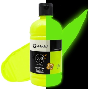 image:imageArtecho Orange Glow in the Dark Acrylic Paint 500ml  17oz Large Bottle  Semi Glossy Finish High Pigment Rich Color Craft Paint for Canvas Rocks Wood Fabric Ceramic NonToxicGlowNeonYellow