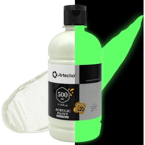 image:imageArtecho Orange Glow in the Dark Acrylic Paint 500ml  17oz Large Bottle  Semi Glossy Finish High Pigment Rich Color Craft Paint for Canvas Rocks Wood Fabric Ceramic NonToxicGlowNeonNeutral