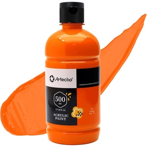 image:imageArtecho Orange Glow in the Dark Acrylic Paint 500ml  17oz Large Bottle  Semi Glossy Finish High Pigment Rich Color Craft Paint for Canvas Rocks Wood Fabric Ceramic NonToxicOrange