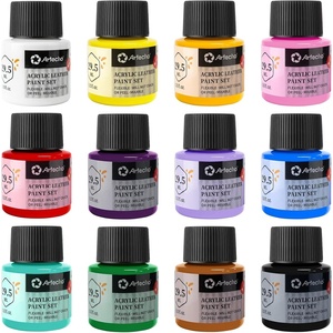 image:imageArtecho 12 Colors Acrylic Leather Paint 1oz Set Leather Paint for Shoes Sneakers Boots Bags Sofa Jackets and Furniture  Will Not Crack or Peel Mixable12 Colors Set
