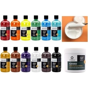 image:imageArtecho 12 Colors Large Bulk Acrylic Paint Set 500ml17oz Bottles amp Gesso 169oz  500ml