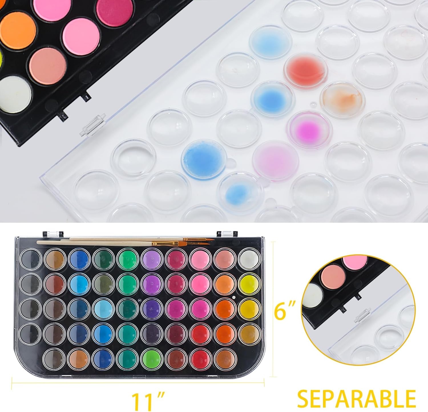 image:imageArtecho 48 Colors Watercolor Paint Set with 10 Paint Brushes A5 Watercolor Paper Pad and 2 Watercolor Pens Washable Water Colors Paint Adult Set48 colors