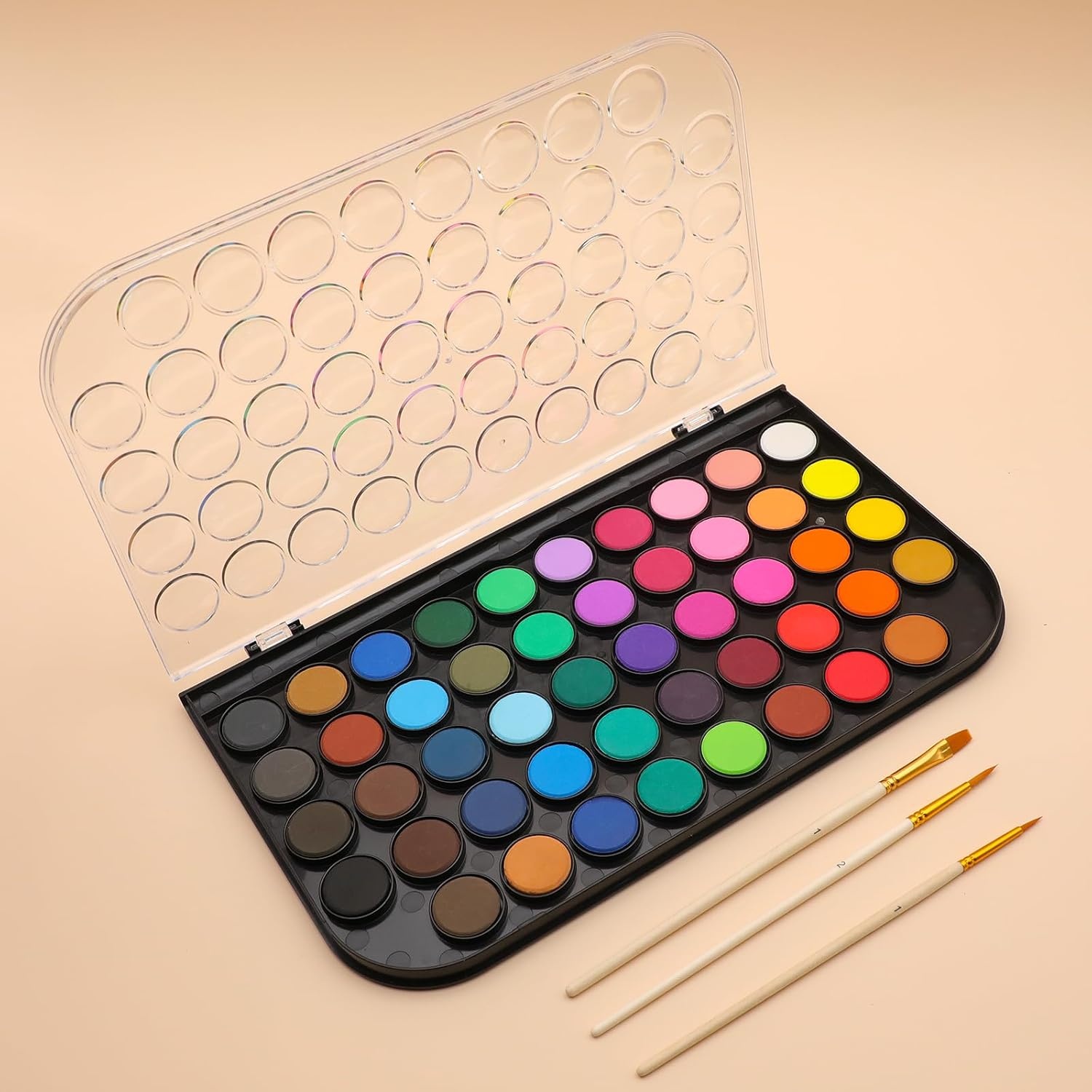 image:imageArtecho 48 Colors Watercolor Paint Set with 10 Paint Brushes A5 Watercolor Paper Pad and 2 Watercolor Pens Washable Water Colors Paint Adult Set48 colors