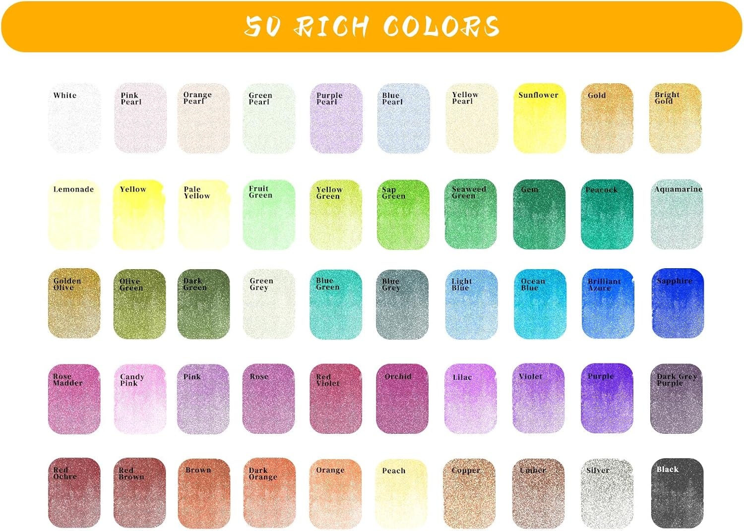 image:imageArtecho Watercolor Paint Set 72 Colors Travel Watercolor Set with Watercolor Papers and Brushes Ideal for Amateur Hobbyists Painting Lovers and Artists50 Colors Metallic