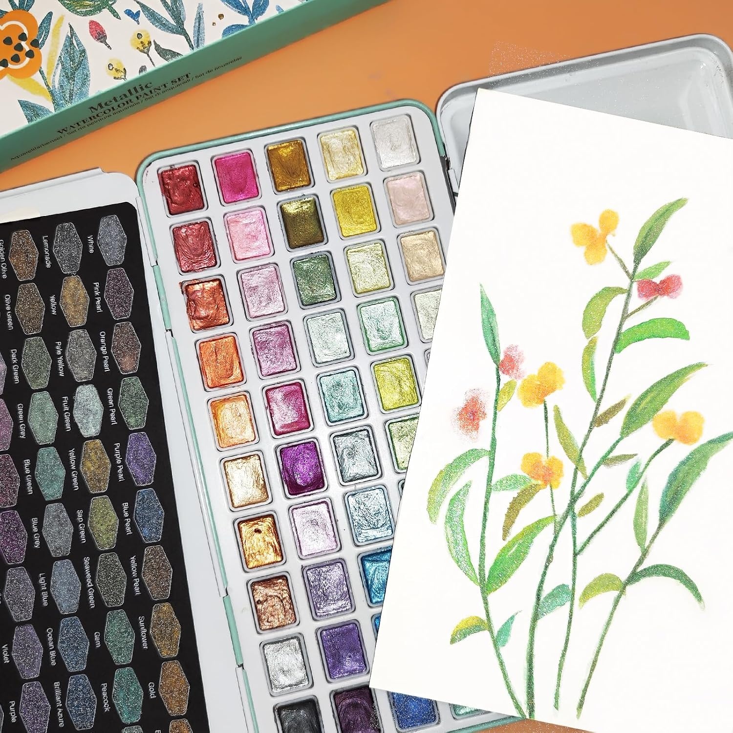 image:imageArtecho Watercolor Paint Set 72 Colors Travel Watercolor Set with Watercolor Papers and Brushes Ideal for Amateur Hobbyists Painting Lovers and Artists50 Colors Metallic