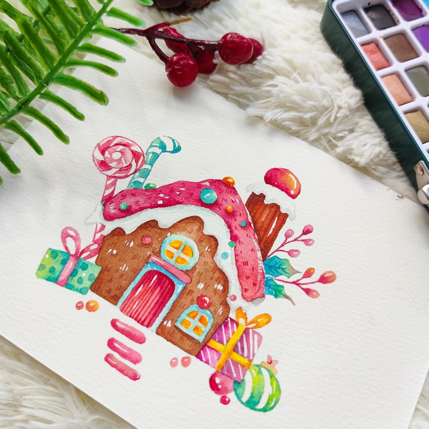 image:imageArtecho Watercolor Paint Set 72 Colors Travel Watercolor Set with Watercolor Papers and Brushes Ideal for Amateur Hobbyists Painting Lovers and Artists100 Colors