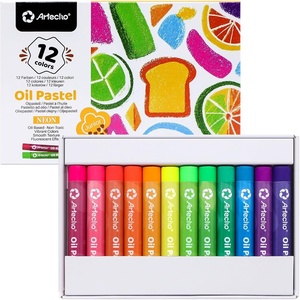 image:imageArtecho Oil Pastels Set of 120 PCS 8 x 60 mm  Soft Oil Pastels for Art Painting Drawing Blending Art Supplies for Artists Beginners Students Teachers12 Neon Colors