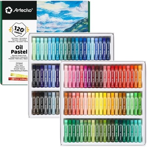 image:imageArtecho Oil Pastels Set of 120 PCS 8 x 60 mm  Soft Oil Pastels for Art Painting Drawing Blending Art Supplies for Artists Beginners Students Teachers120 Basic Colors
