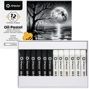 image:imageArtecho Oil Pastels Set of 120 PCS 8 x 60 mm  Soft Oil Pastels for Art Painting Drawing Blending Art Supplies for Artists Beginners Students TeachersWhite and Black