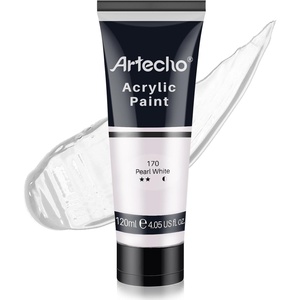 image:imageArtecho Turquoise Blue Acrylic Paint 120ml  405oz Tubes Art Craft Paints for Canvas Painting Rock Stone Wood Fabric Art SuppliesPearl White