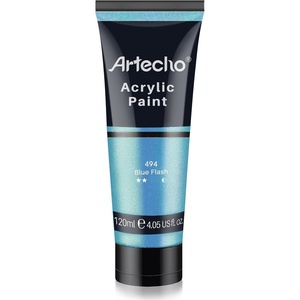 image:imageArtecho Turquoise Blue Acrylic Paint 120ml  405oz Tubes Art Craft Paints for Canvas Painting Rock Stone Wood Fabric Art Supplieslridescent Blue