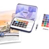 image:imageArtecho 24 Colors Watercolor Paint Set Portable Travel Tin Box with Brush  Watercolor Paper Color Chart amp Sponge Included  Lightweight Metal Case  Creative Gift for Artists Students Beginners24 colors