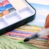 image:imageArtecho 24 Colors Watercolor Paint Set Portable Travel Tin Box with Brush  Watercolor Paper Color Chart amp Sponge Included  Lightweight Metal Case  Creative Gift for Artists Students Beginners18 metallic colors