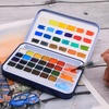 image:imageArtecho 24 Colors Watercolor Paint Set Portable Travel Tin Box with Brush  Watercolor Paper Color Chart amp Sponge Included  Lightweight Metal Case  Creative Gift for Artists Students Beginners24 colors