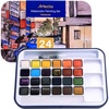 image:imageArtecho 24 Colors Watercolor Paint Set Portable Travel Tin Box with Brush  Watercolor Paper Color Chart amp Sponge Included  Lightweight Metal Case  Creative Gift for Artists Students Beginners24 colors