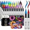 image:imageArtecho Dual Tip Acrylic Paint Pen Black 5pcs setFine Tip and Brush Tip  Ideal for Rock Painting Stone Wood Paper Canvas Ceramic Glass Fabric amp DIY Crafts48 Colors Automatic Ink Control