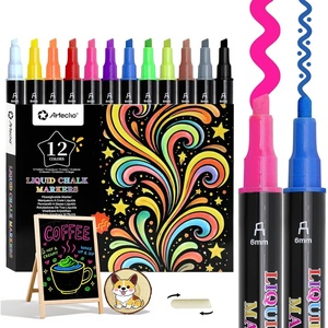 image:imageArtecho 24 Colors Liquid Chalk Markers with 6mm Reversible Tip Pens  Nontoxic amp Erasable Chalk Pens with BulletChisel Tips Perfect for Glass Windows Cars Blackboards amp Bistro Signs12 Colors