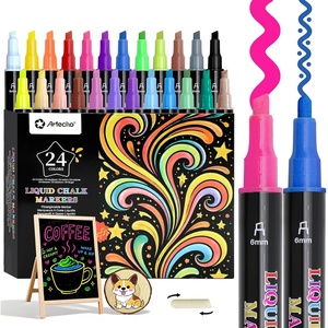 image:imageArtecho 24 Colors Liquid Chalk Markers with 6mm Reversible Tip Pens  Nontoxic amp Erasable Chalk Pens with BulletChisel Tips Perfect for Glass Windows Cars Blackboards amp Bistro Signs24 Colors