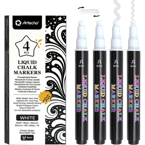 image:imageArtecho 24 Colors Liquid Chalk Markers with 6mm Reversible Tip Pens  Nontoxic amp Erasable Chalk Pens with BulletChisel Tips Perfect for Glass Windows Cars Blackboards amp Bistro Signs4 Pcs White
