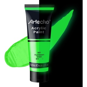 image:imageArtecho 12 Colors Acrylic Paint 250ml  845oz TubeFluorescent Green