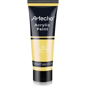 image:imageArtecho 12 Colors Acrylic Paint 250ml  845oz TubeGold Flash