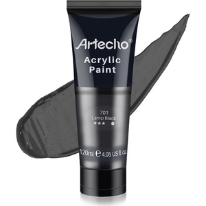 image:imageArtecho 12 Colors Acrylic Paint 250ml  845oz TubeLamp Black