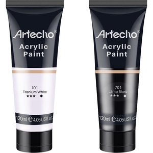 image:imageArtecho 12 Colors Acrylic Paint 250ml  845oz TubeWhiteBlack