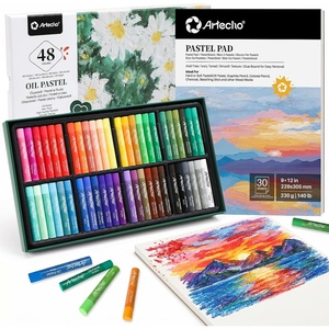 image:imageArtecho Oil Pastels Set of 72 Colors Wooden Box 10 x 70 mm48 Colors with paper pad